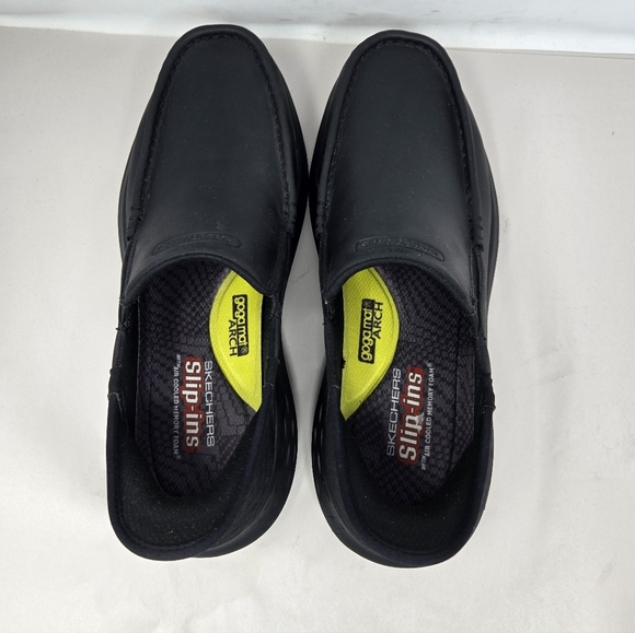 Skechers Mens Slip In Loafers Sz 10 Relaxed Fit Black Leather Parson-Oswin main image 6